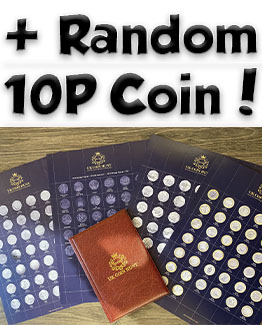 UKCH ALBUM + SET OF PERFORATED INSERTS + RANDOM ALPHABET 10P COIN