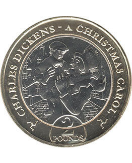 2020 Scrooge With Tiny Tim Isle of Man £2 Coin