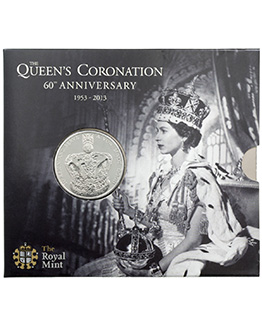 2013 Queen Elizabeth II Coronation 60th Anniversary Five Pound Crown Brilliant Uncirculated Coin In Folder