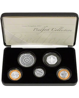 2007 UK The Piedfort Collection Silver 5-Coin Set