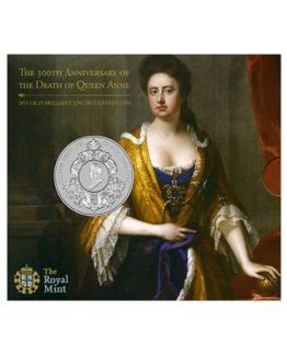 2014 Death Of Queen Anne Five Pound Crown Brilliant Uncirculated Coin In Folder