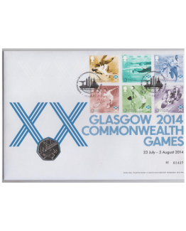 2014 Commonwealth Games 50p Glasgow BU Coin Cover PNC RM